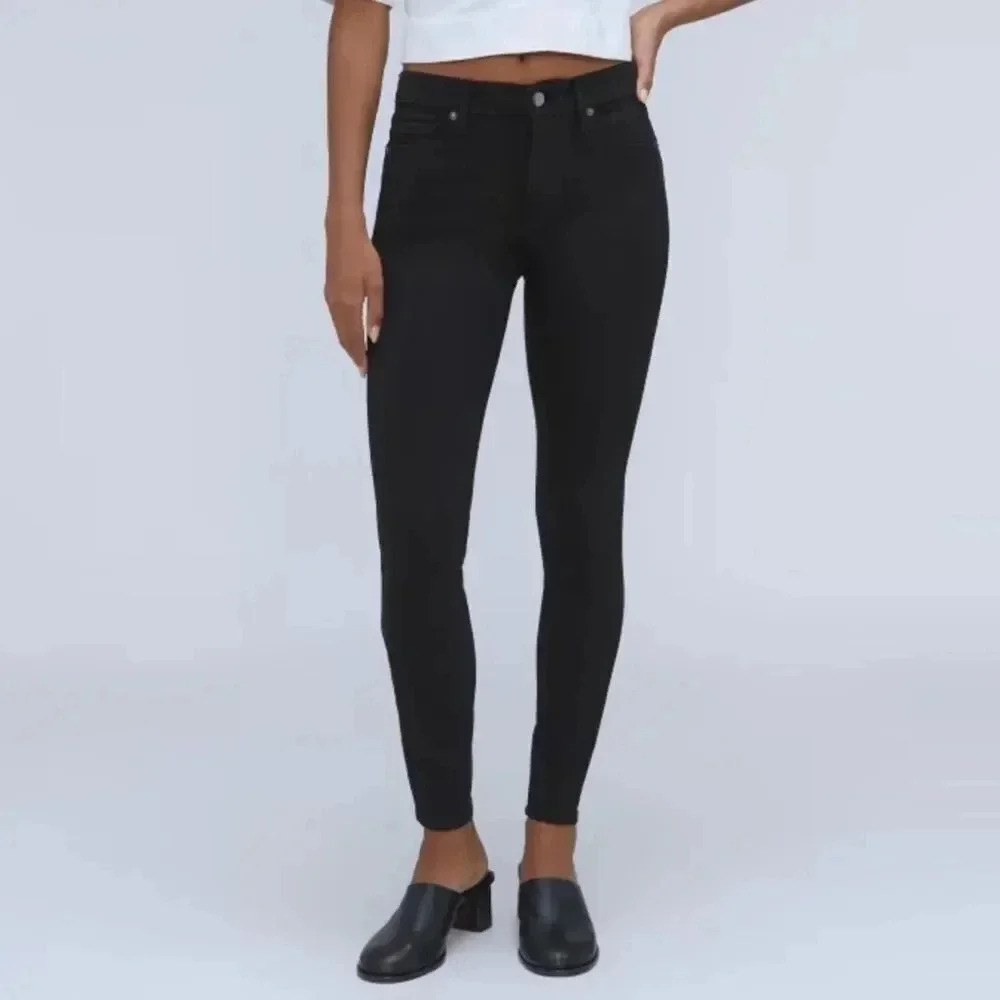 Everlane Mid-Rise Ankle Skinny Jeans Cotton Black Size 25